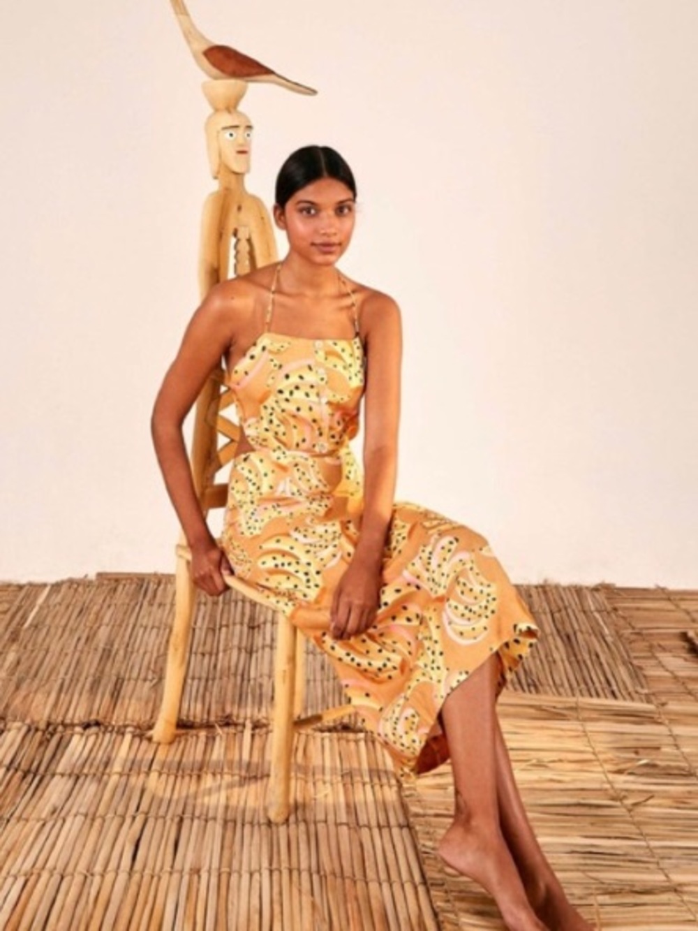 FARM Rio Rust Orange Printed Strapless Maxi Dress